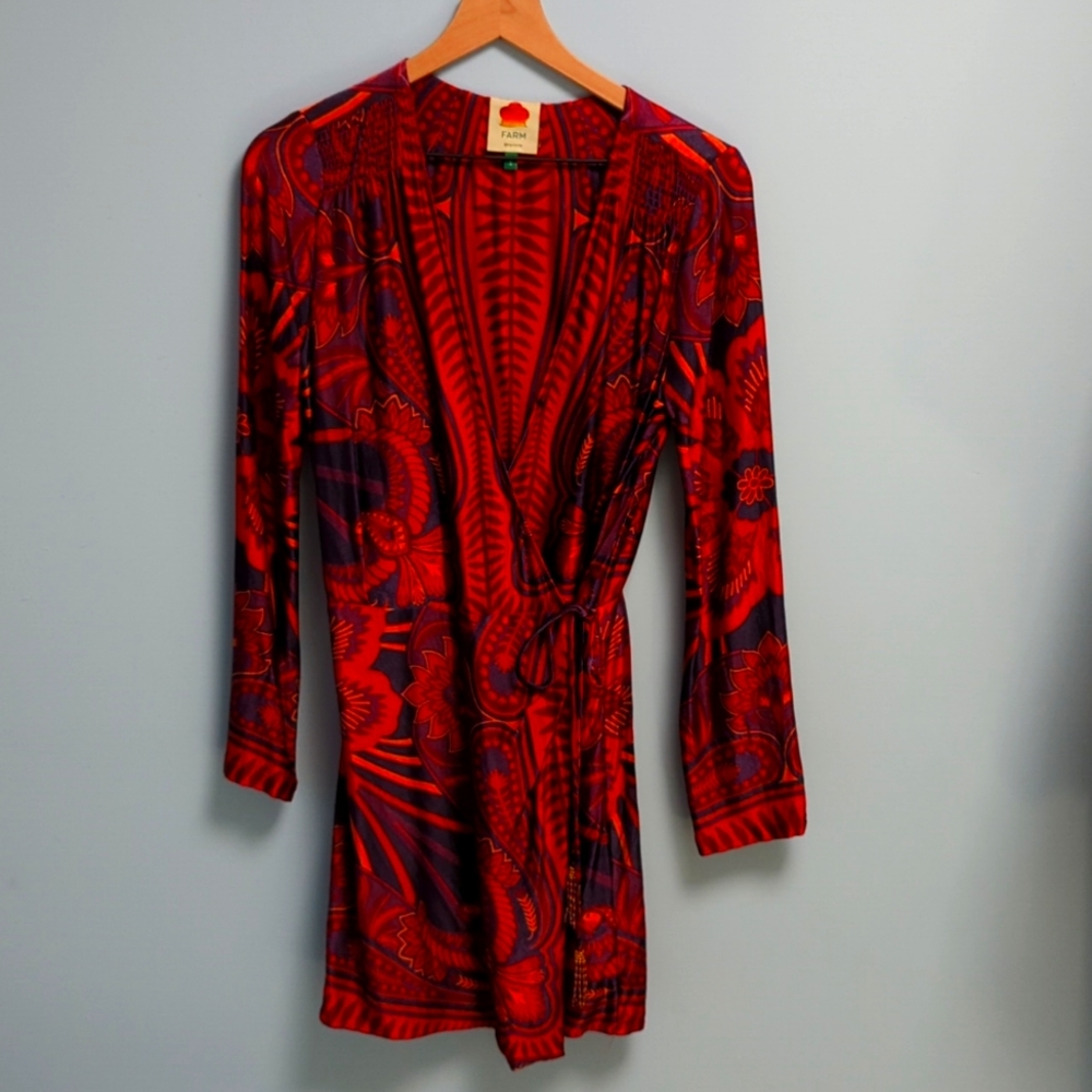 Farm Rio long sleeve wrap mini dress